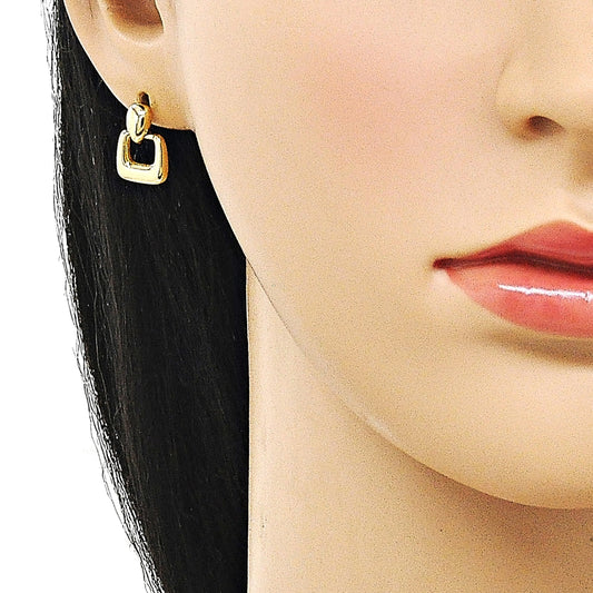 Oro Laminado Stud Earring, Gold Filled Style Belt Buckle Design, Polished, Golden Finish