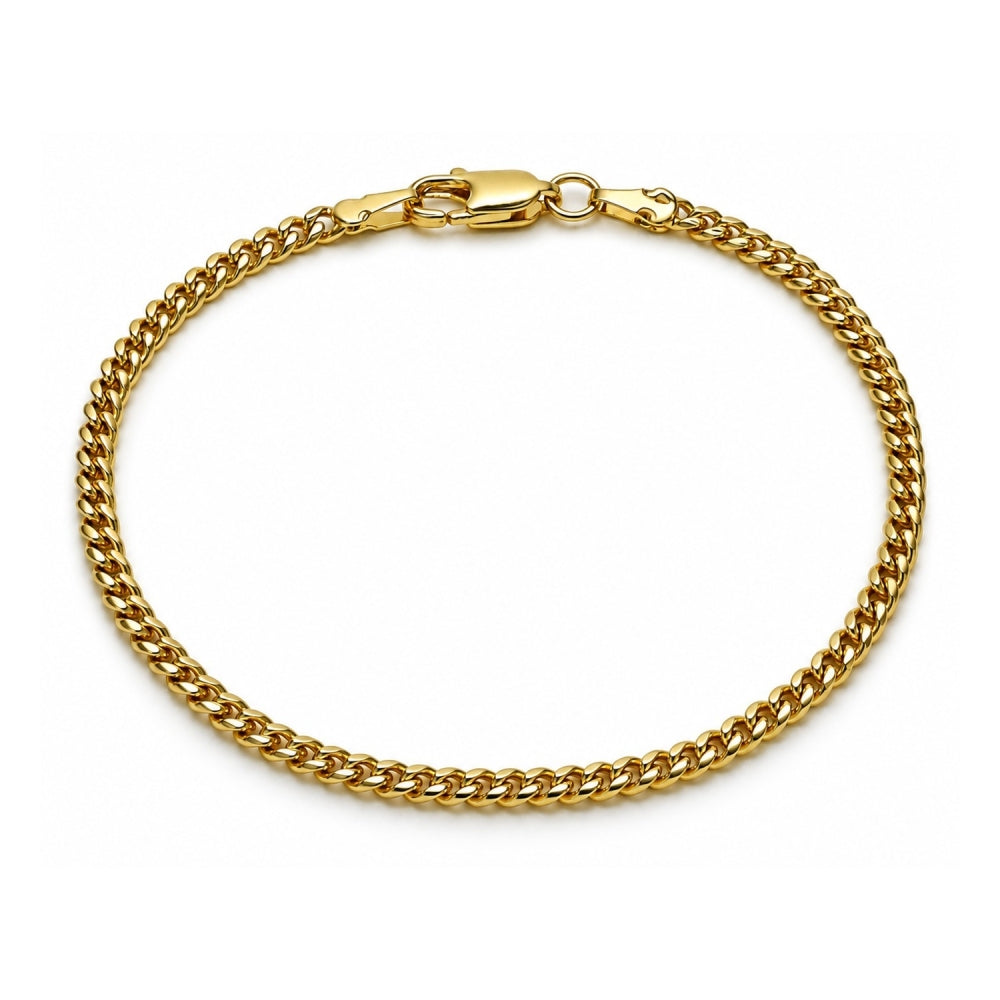 Oro Laminado Basic Bracelet, Gold Filled Style Miami Cuban Design, Diamond Cutting Finish, Golden Finish