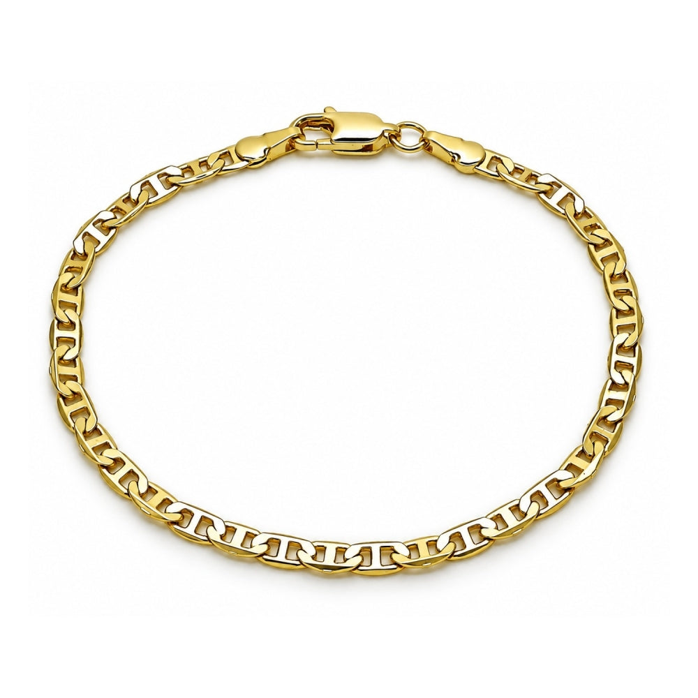 Oro Laminado Basic Bracelet, Gold Filled Style Mariner Design, Diamond Cutting Finish, Golden Finish