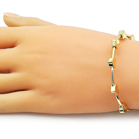 Oro Laminado Individual Bangle, Gold Filled Style Heart Design, Polished, Golden Finish