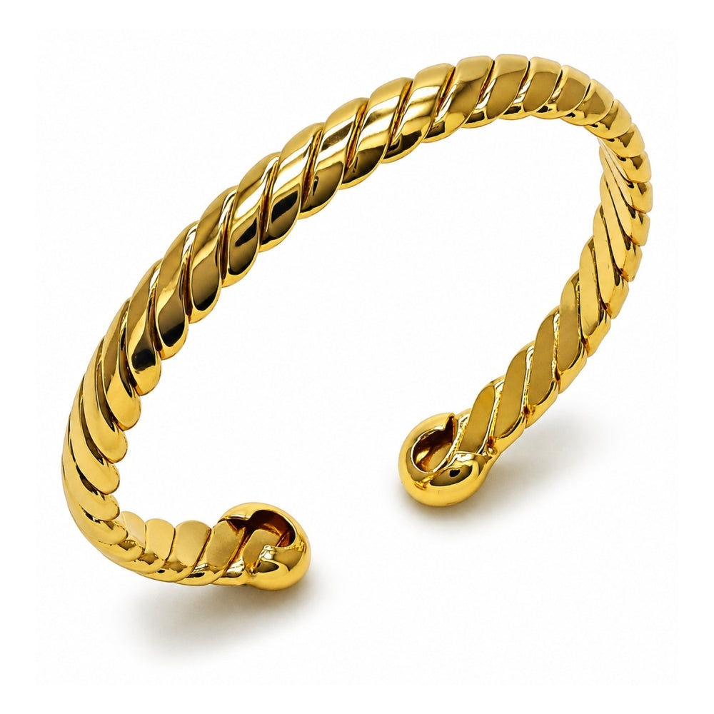 Oro Laminado Individual Bangle, Gold Filled Style Twist Design, Polished, Golden Finish