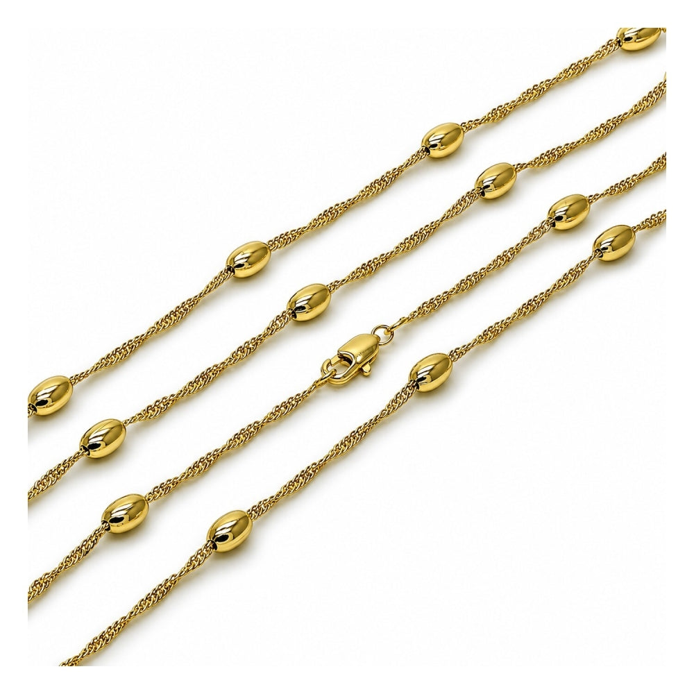 Oro Laminado Basic Necklace, Gold Filled Style Singapore and Ball Design, Polished, Golden Finish