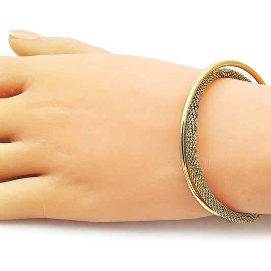 Oro Laminado Individual Bangle, Gold Filled Style Filigree Design, Polished, Golden Finish