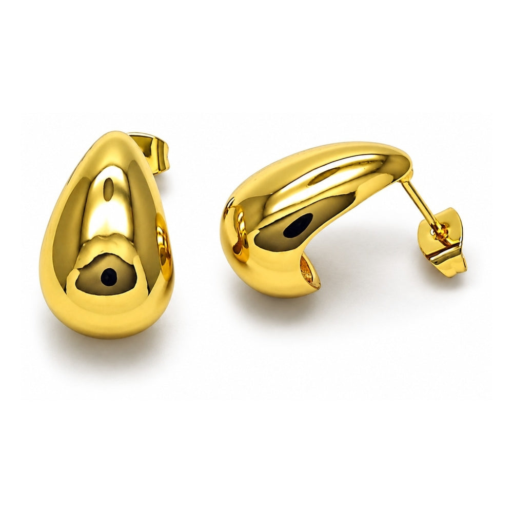 Oro Laminado Stud Earring, Gold Filled Style Teardrop Design, Polished, Golden Finish