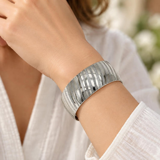 White Gold Filled Individual Bangle, Polished, Rhodium Finish