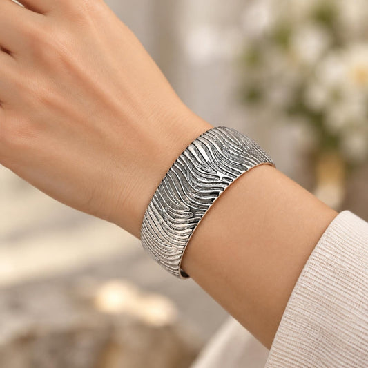 White Gold Filled Individual Bangle, Polished, Rhodium Finish