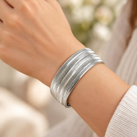 White Gold Filled Individual Bangle, Polished, Rhodium Finish