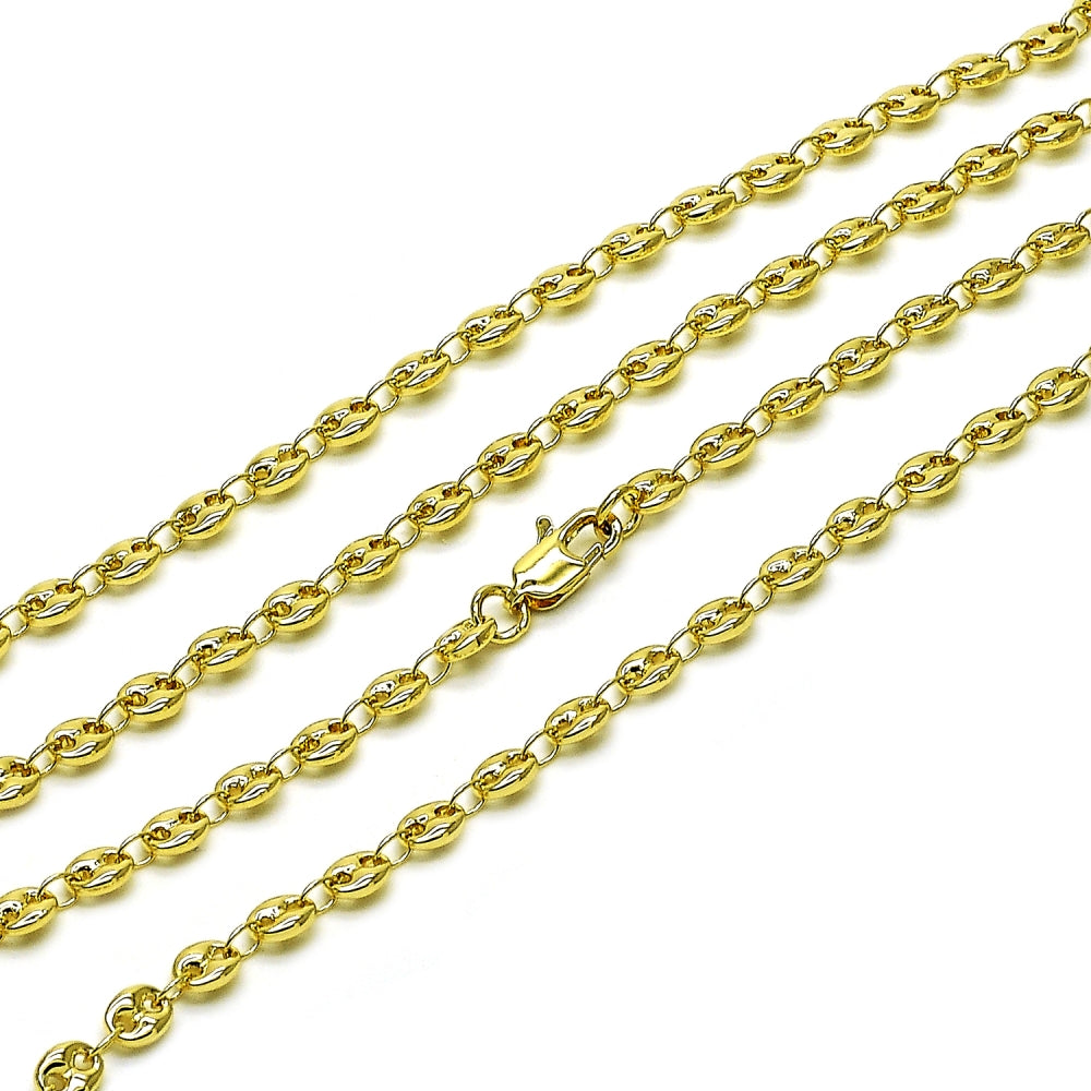 Oro Laminado Fancy Necklace, Gold Filled Style Puff Mariner Design, Polished, Golden Finish