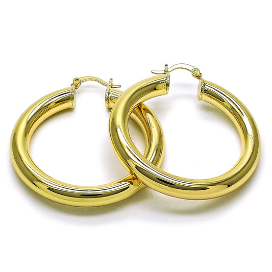 Oro Laminado Medium Hoop, Gold Filled Style Hollow Design, Polished, Golden Finish