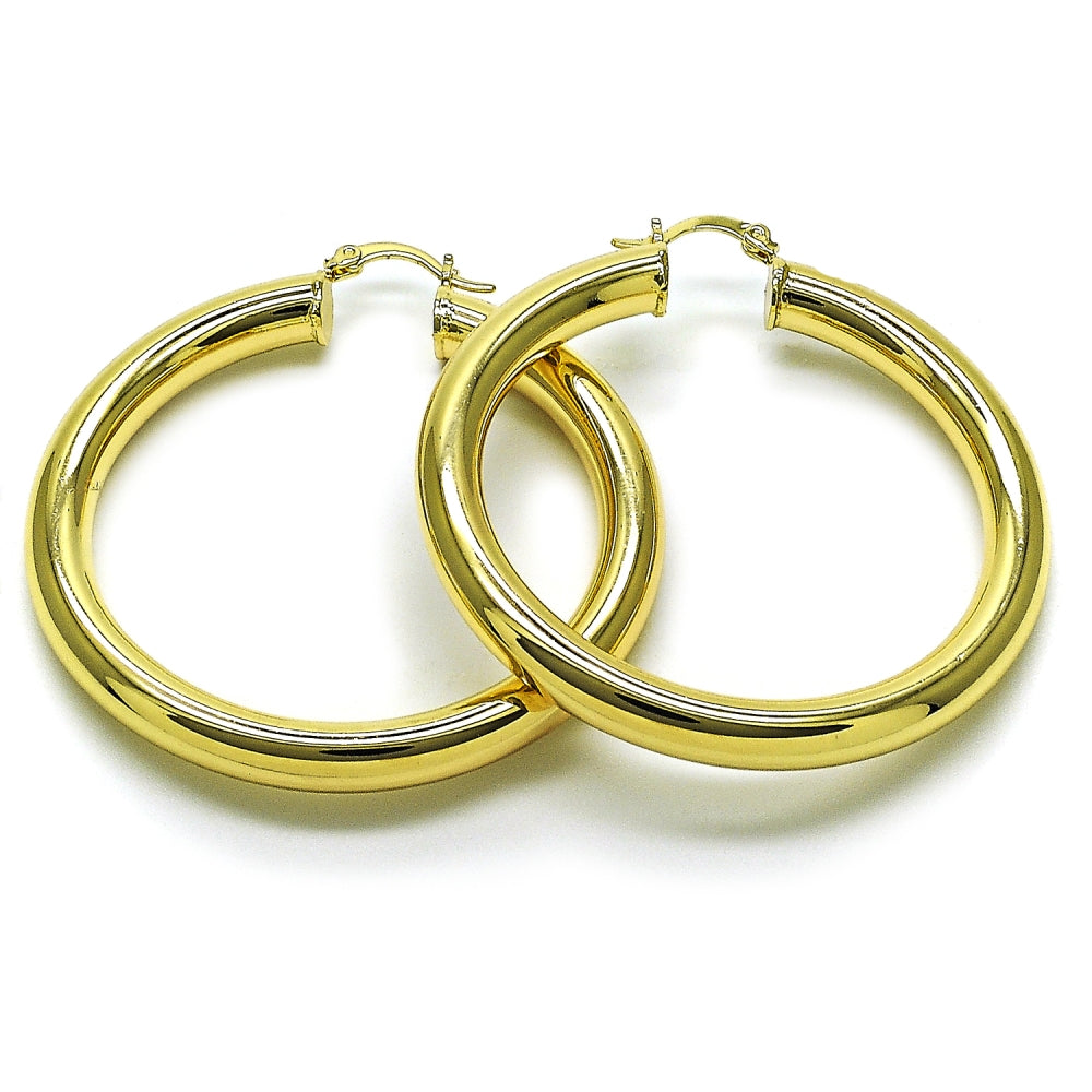 Oro Laminado Large Hoop, Gold Filled Style Hollow Design, Polished, Golden Finish