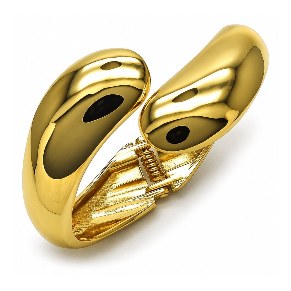 Oro Laminado Individual Bangle, Gold Filled Style Teardrop Design, Polished, Golden Finish
