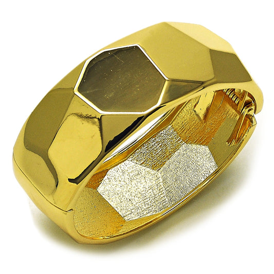 Oro Laminado Individual Bangle, Gold Filled Style Disco Design, Polished, Golden Finish