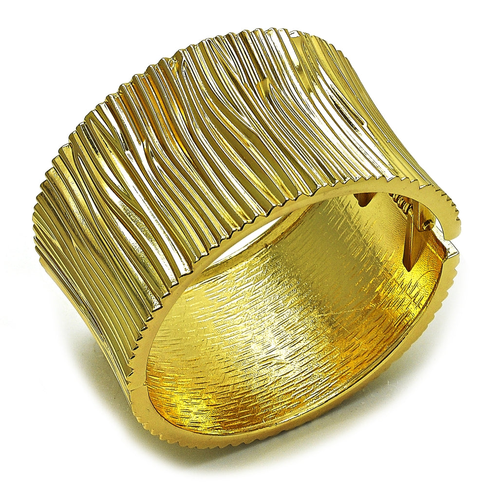 Oro Laminado Individual Bangle, Gold Filled Style Diamond Cutting Finish, Golden Finish