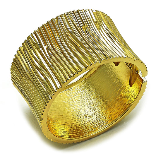 Oro Laminado Individual Bangle, Gold Filled Style Diamond Cutting Finish, Golden Finish