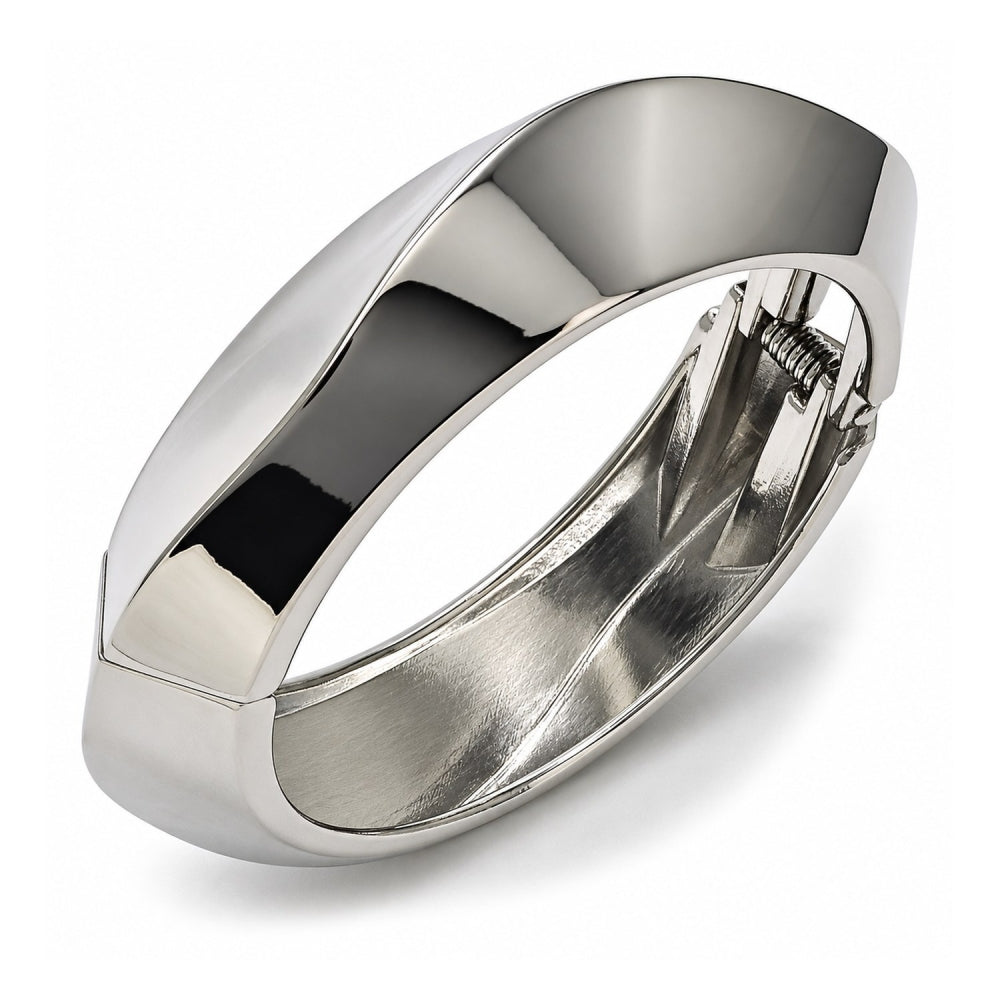 White Gold Filled Individual Bangle, Polished, Rhodium Finish