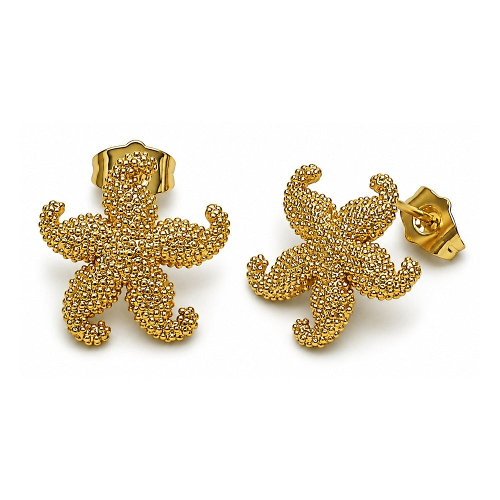 Oro Laminado Stud Earring, Gold Filled Style Star Design, Polished, Golden Finish