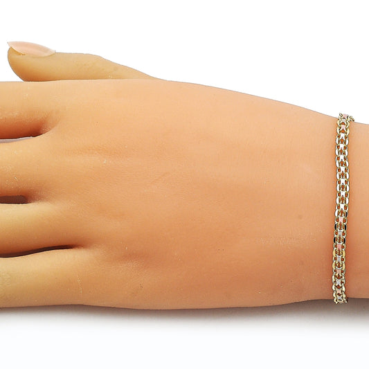 Oro Laminado Basic Bracelet, Gold Filled Style Bismark Design, Polished, Tricolor