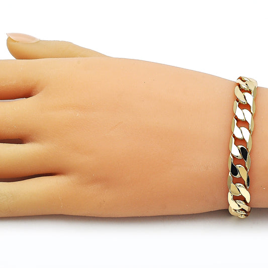 Oro Laminado Basic Bracelet, Gold Filled Style Curb Design, Polished, Golden Finish