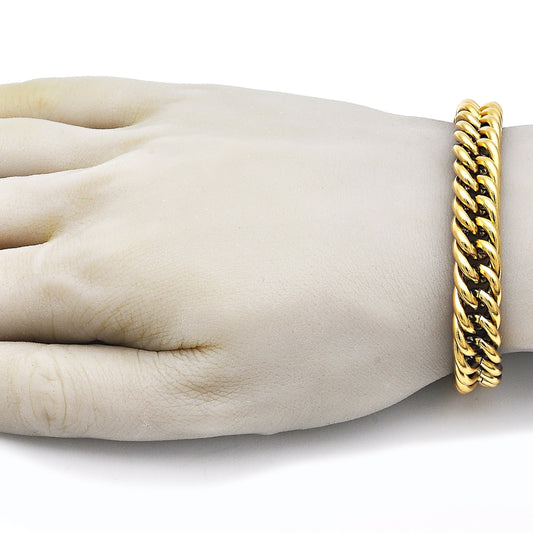 Stainless Steel Basic Bracelet, Miami Cuban Design, Polished, Golden Finish