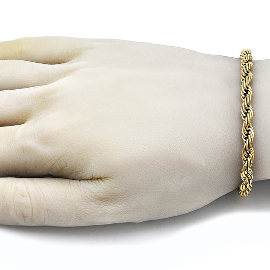 Stainless Steel Basic Bracelet, Rope Design, Polished, Golden Finish