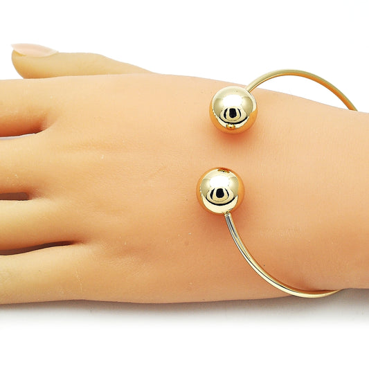 Oro Laminado Individual Bangle, Gold Filled Style Ball Design, Polished, Golden Finish
