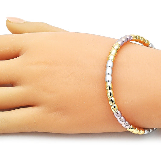 Oro Laminado Individual Bangle, Gold Filled Style Hollow Design, Polished, Tricolor