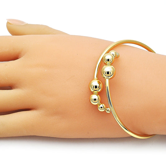 Oro Laminado Individual Bangle, Gold Filled Style Ball Design, Polished, Golden Finish