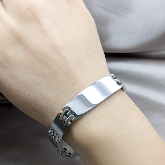 Stainless Steel Solid Bracelet, Polished, Steel Finish