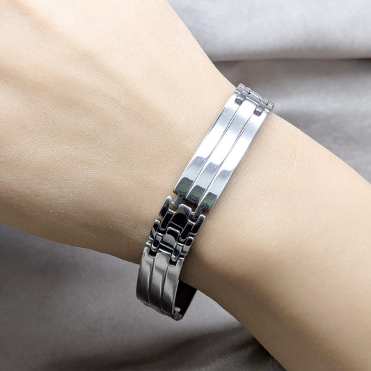 Stainless Steel Solid Bracelet, Polished, Steel Finish
