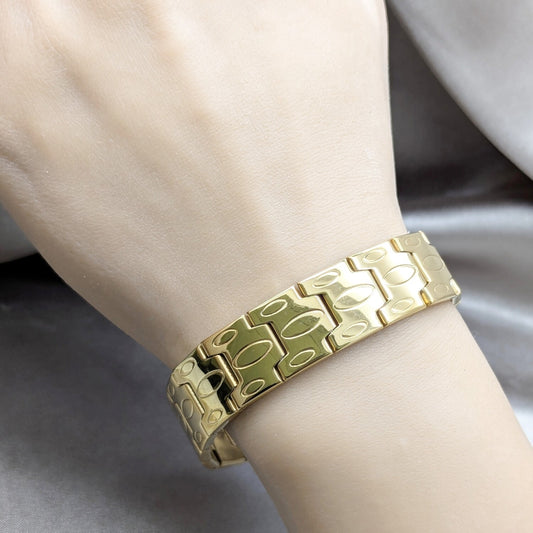 Stainless Steel Solid Bracelet, Polished, Golden Finish