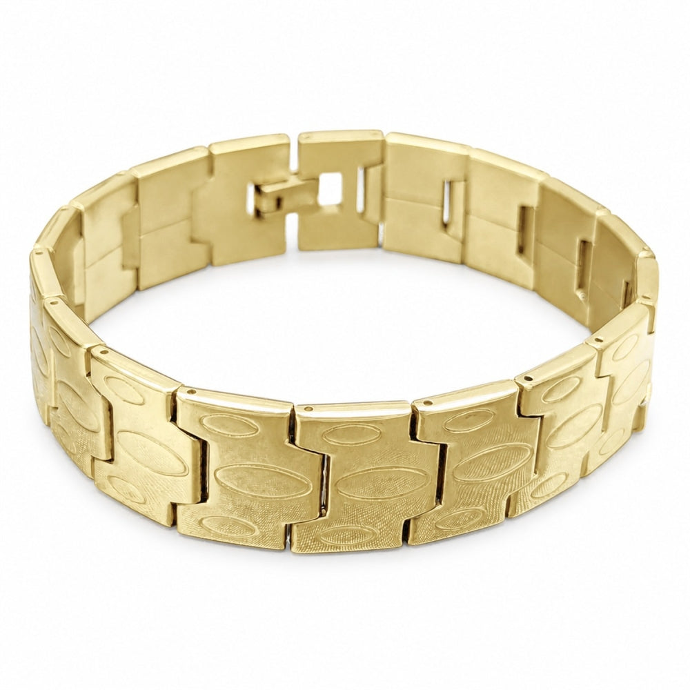 Stainless Steel Solid Bracelet, Polished, Golden Finish