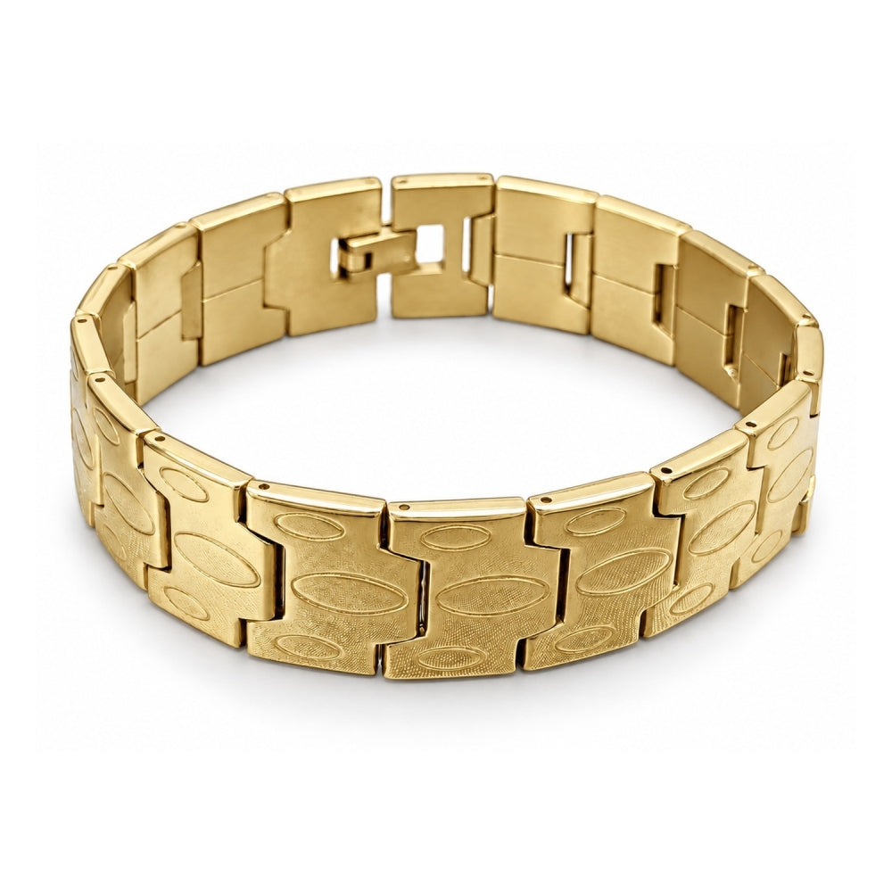 Stainless Steel Solid Bracelet, Polished, Golden Finish