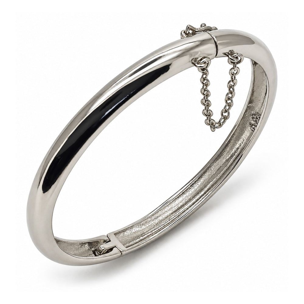 White Gold Filled Individual Bangle, Polished, Rhodium Finish
