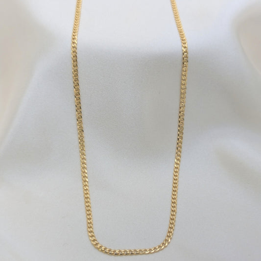 Oro Laminado Basic Necklace, Gold Filled Style Pave Cuban Design, Polished, Golden Finish