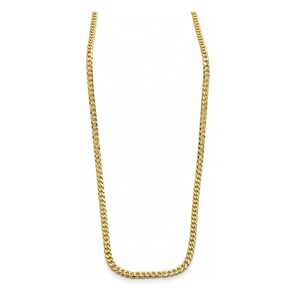 Oro Laminado Basic Necklace, Gold Filled Style Pave Cuban Design, Polished, Golden Finish