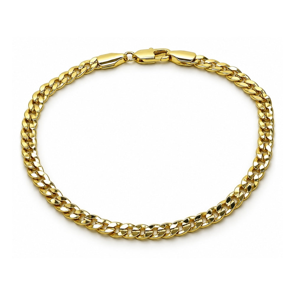 Oro Laminado Basic Bracelet, Gold Filled Style Concave Cuban Design, Polished, Golden Finish