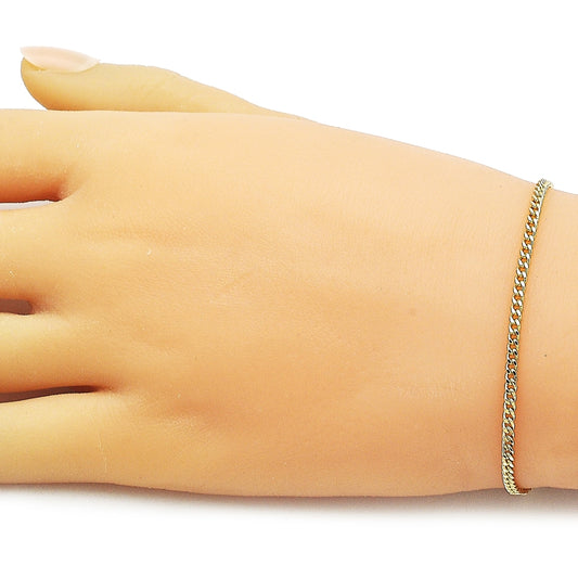 Oro Laminado Basic Bracelet, Gold Filled Style Miami Cuban Design, Polished, Golden Finish