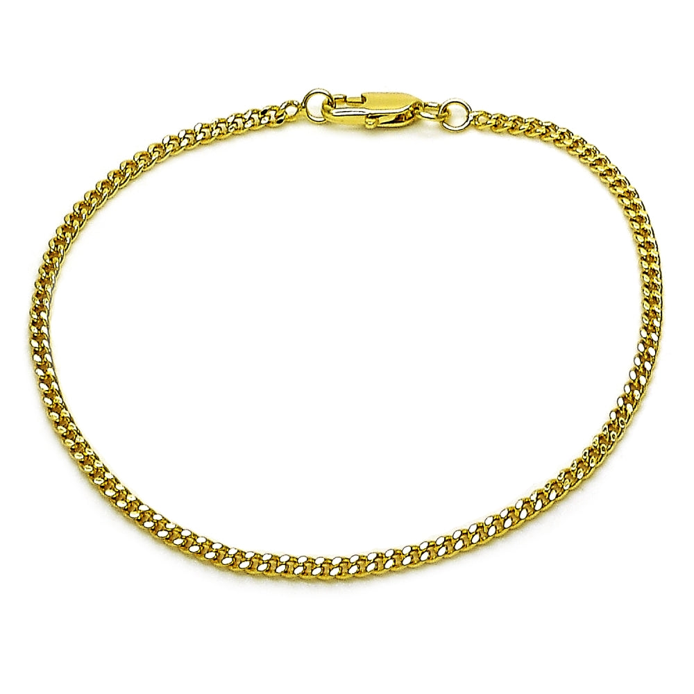 Oro Laminado Basic Bracelet, Gold Filled Style Miami Cuban Design, Polished, Golden Finish