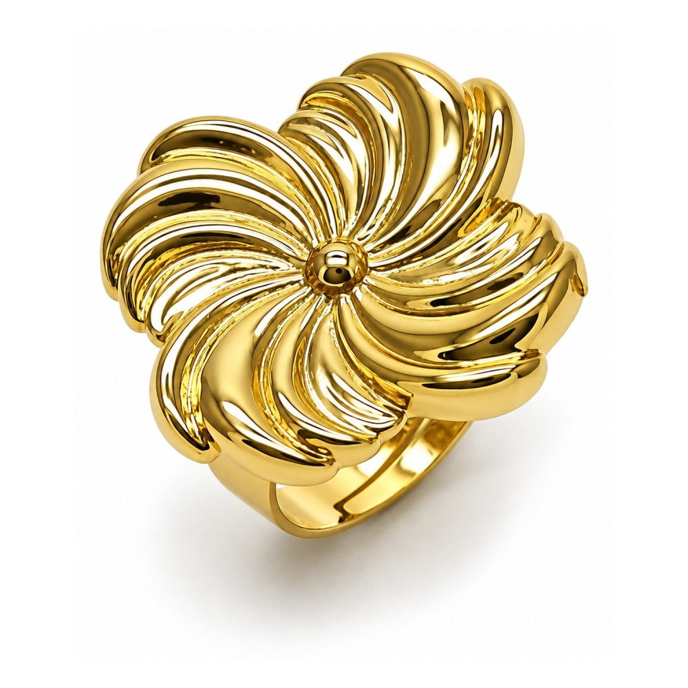 Oro Laminado Elegant Ring, Gold Filled Style Flower Design, Polished, Golden Finish