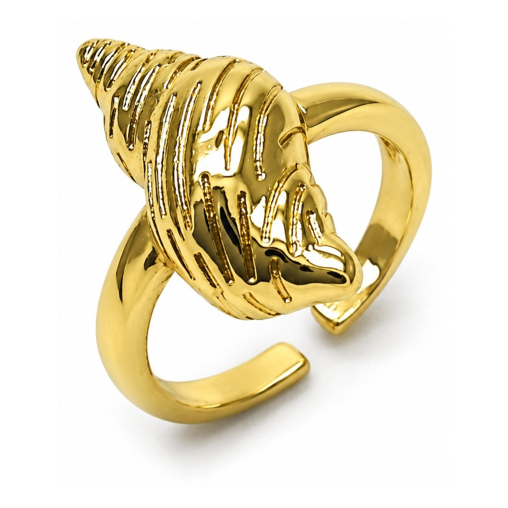 Oro Laminado Elegant Ring, Gold Filled Style Snail Design, Diamond Cutting Finish, Golden Finish