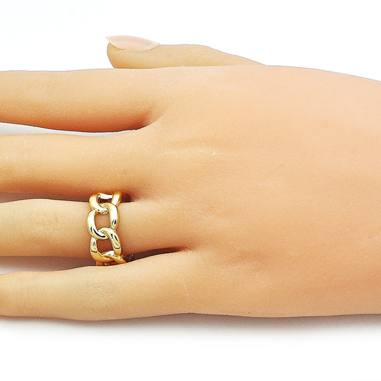 Oro Laminado Elegant Ring, Gold Filled Style Miami Cuban Design, Polished, Golden Finish