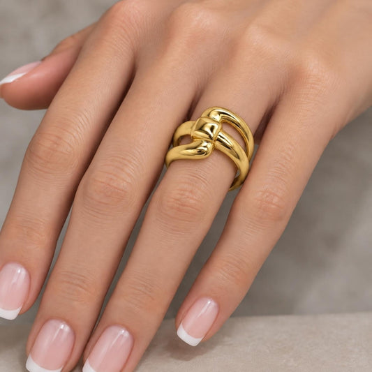 Oro Laminado Elegant Ring, Gold Filled Style Polished, Golden Finish