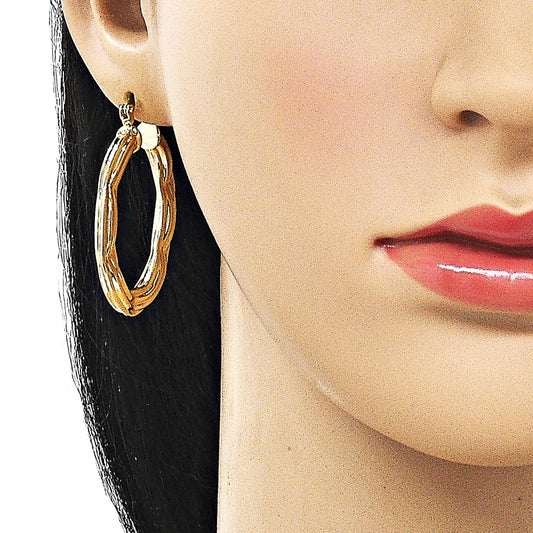 Oro Laminado Medium Hoop, Gold Filled Style Hollow Design, Polished, Golden Finish