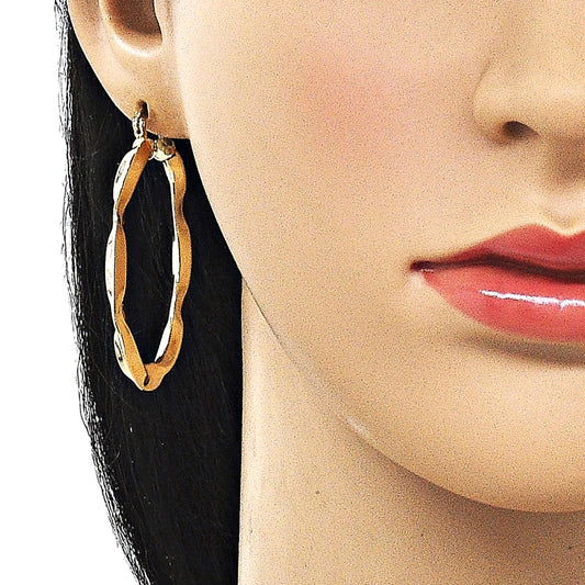 Oro Laminado Medium Hoop, Gold Filled Style Hollow Design, Polished, Golden Finish