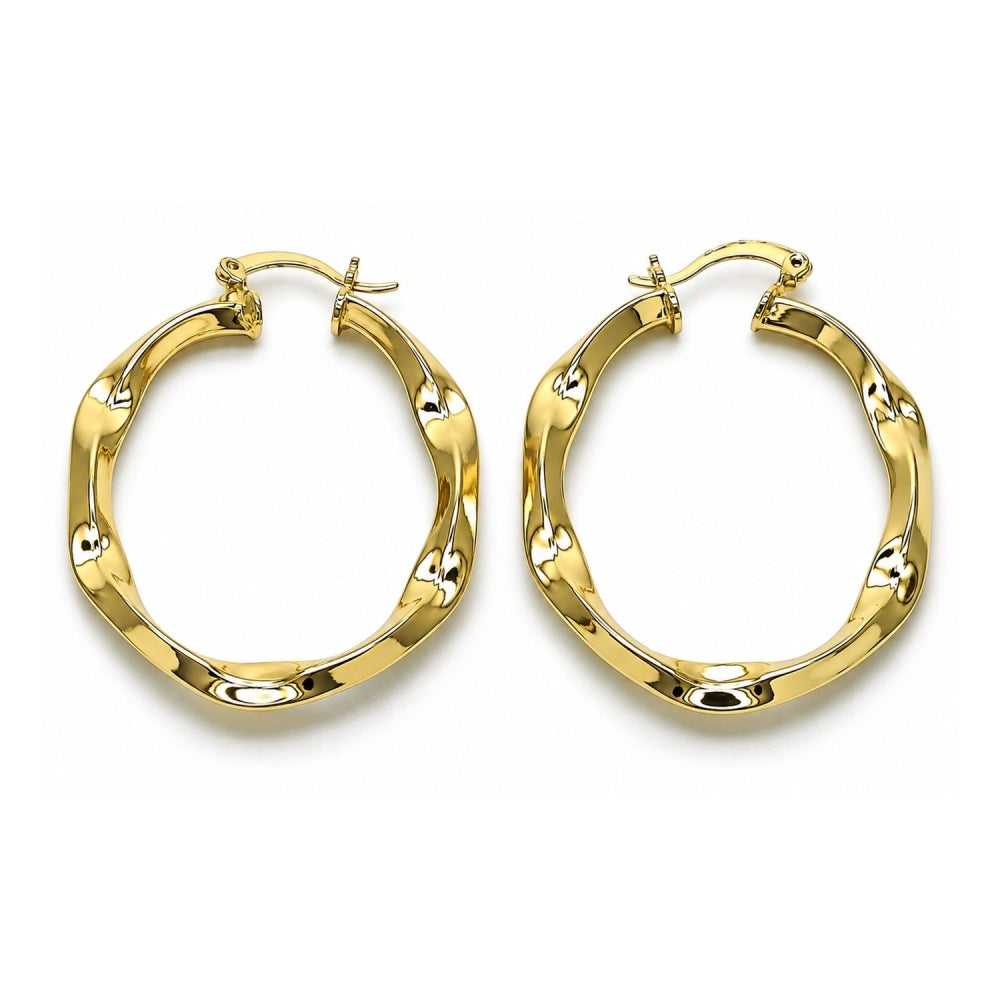 Oro Laminado Medium Hoop, Gold Filled Style Hollow Design, Polished, Golden Finish