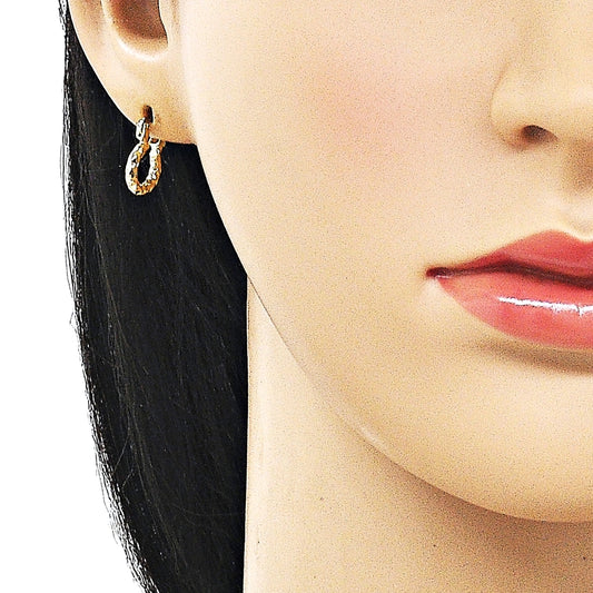 Oro Laminado Small Hoop, Gold Filled Style Diamond Cutting Finish, Golden Finish