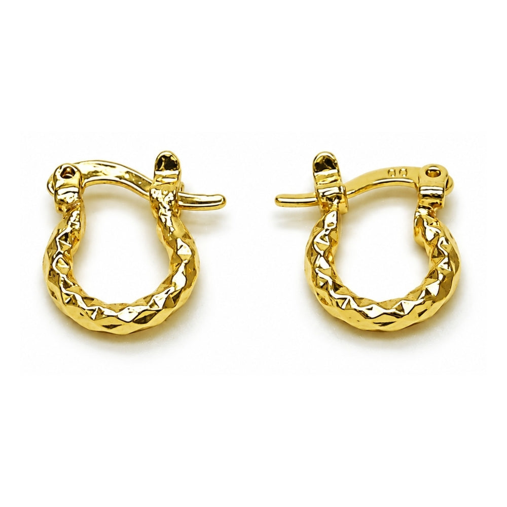 Oro Laminado Small Hoop, Gold Filled Style Diamond Cutting Finish, Golden Finish