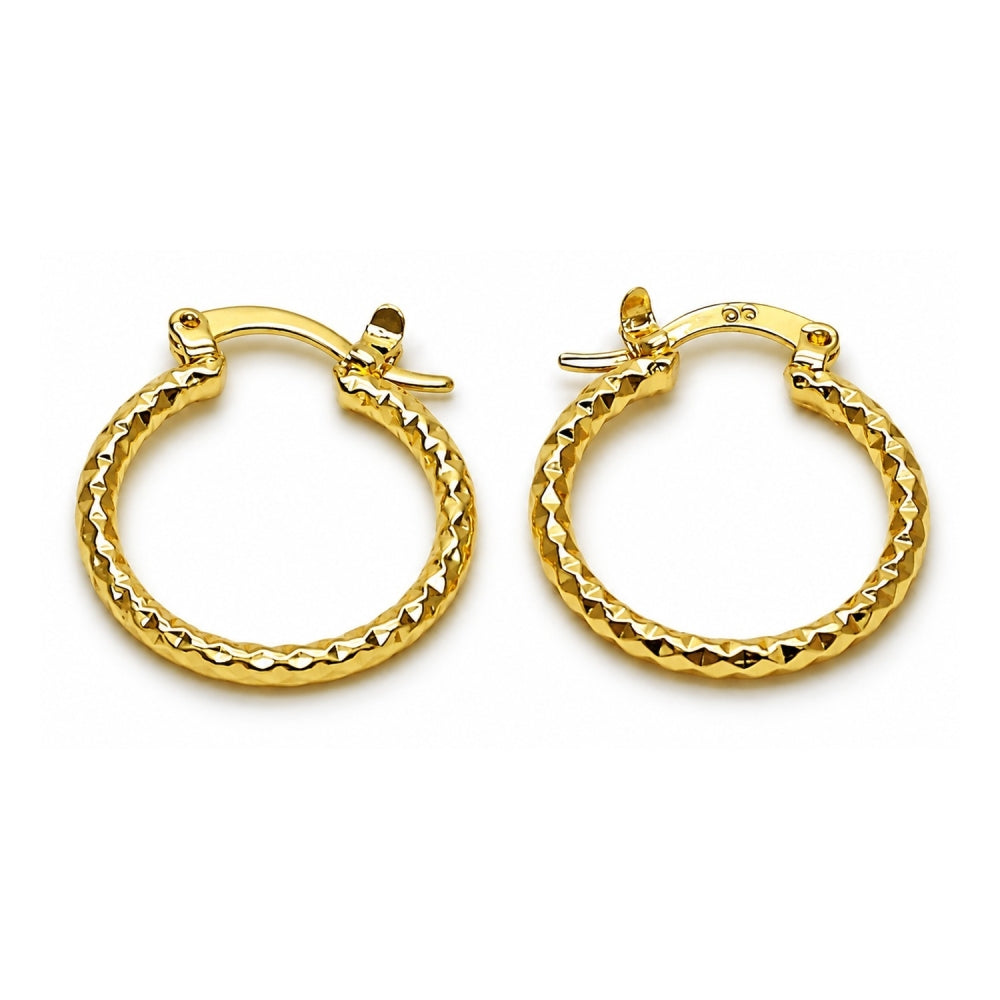 Oro Laminado Small Hoop, Gold Filled Style Diamond Cutting Finish, Golden Finish
