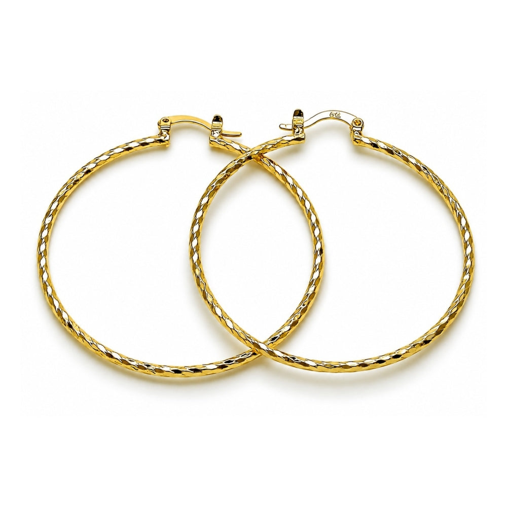 Oro Laminado Extra Large Hoop, Gold Filled Style Diamond Cutting Finish, Golden Finish
