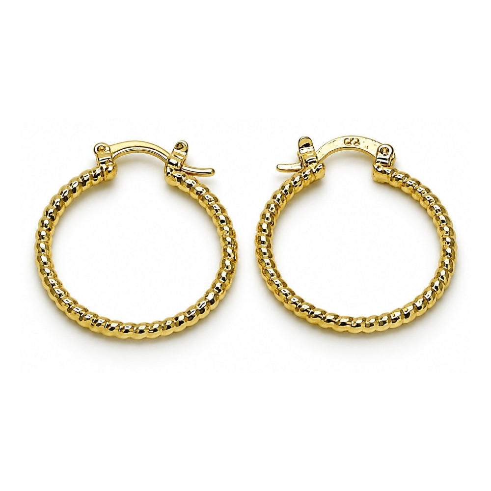 Oro Laminado Small Hoop, Gold Filled Style Diamond Cutting Finish, Golden Finish